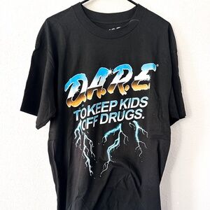 NEW D.A.R.E. Black "Dare to Keep Kids Off Drugs" T-shirt Men's Large 100% Cotton